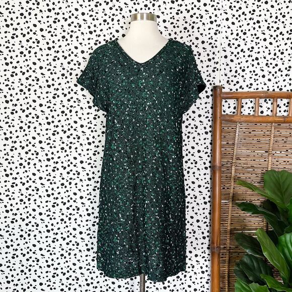 NEW Ming Wang | Tweed Boucle stretch Knit Green Black Cap Sleeve Sheath Dress S - Picture 2 of 11